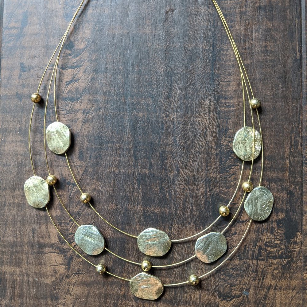 New York & Company Three Strand Necklace- Gold